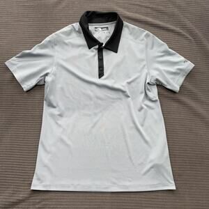 North Face Polo Shirt Mens Large Gray Black Performance Golf Athletic Polyester